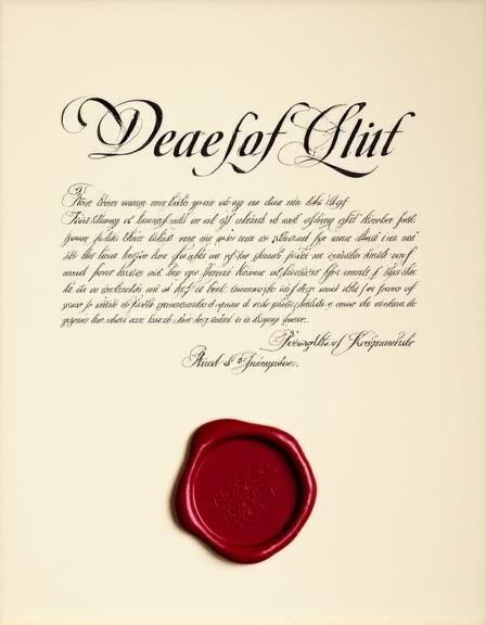 A formal deed of gift on archival vellum